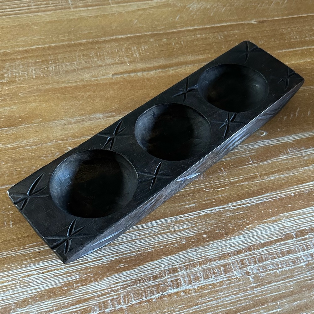Primitive Carved Wood Trinket Tray